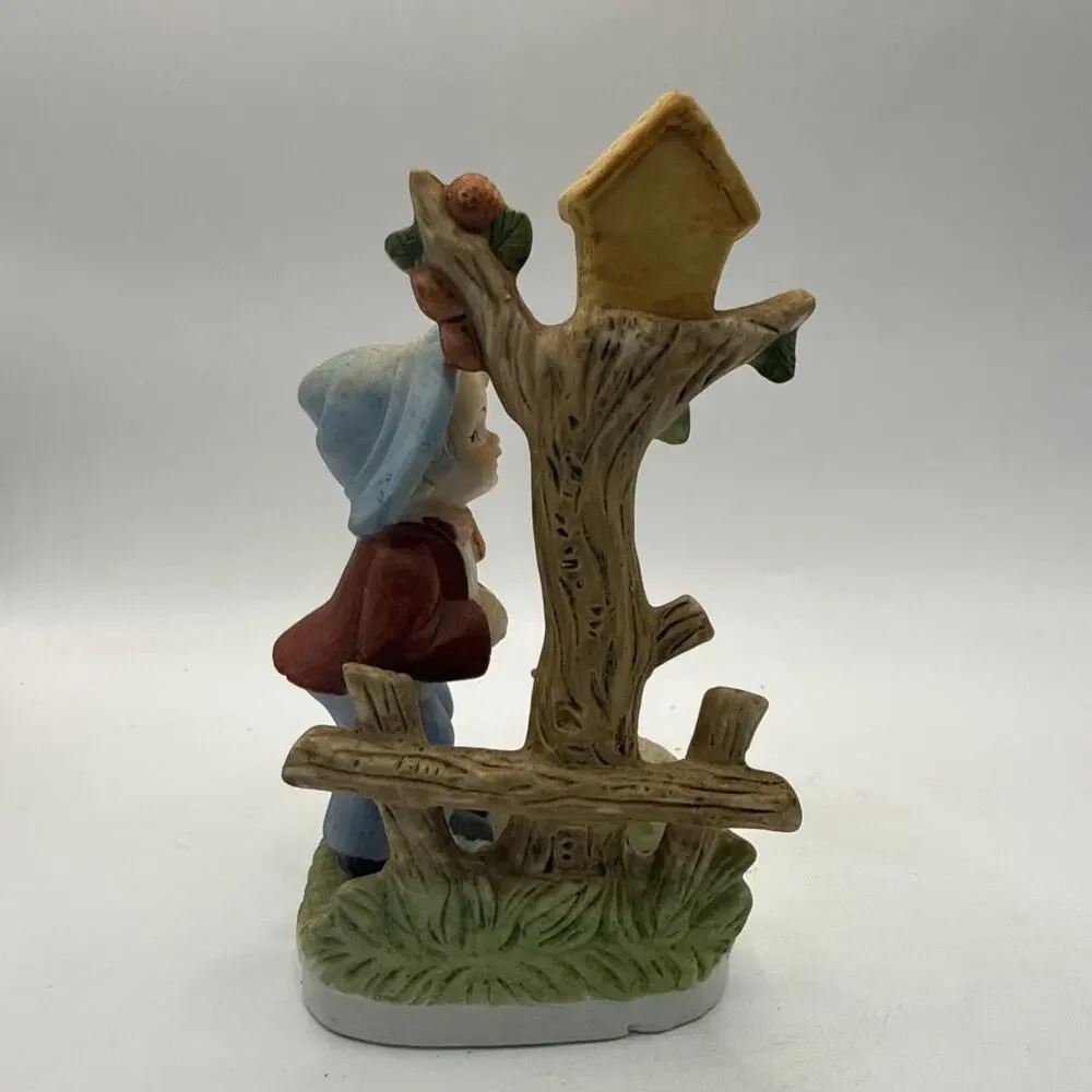 Vintage Porcelain Girl Feeding Geese Figurine Apple Tree Birdhouse Hummel *